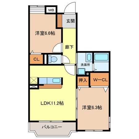 尾張星の宮駅 徒歩2分 2階の物件間取画像